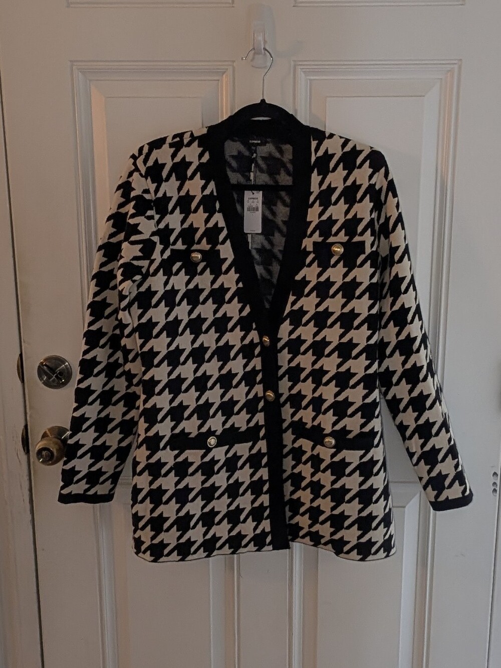 Express Gold Button Detail Sweater Blazer - L